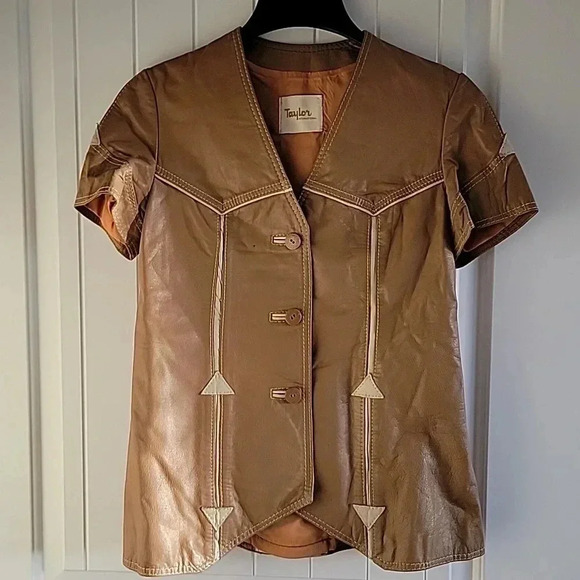 Vintage Taylor International Leather Button Up Lined Vest Top Size 10 - Picture 8 of 11